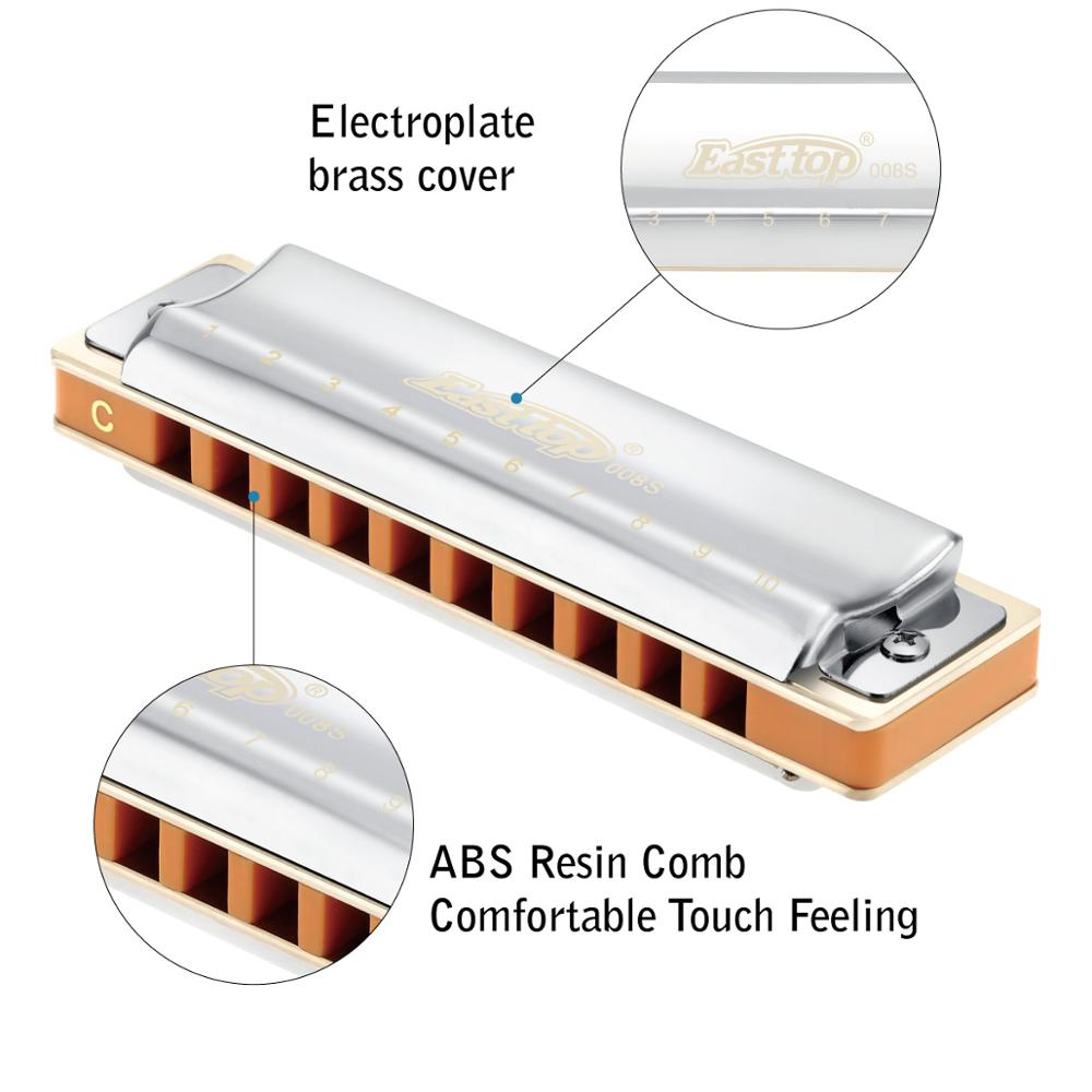 East top mouth organ 10 hole Blues Diatonic harmonica,key of C,for beginner,player,performance,Birthday