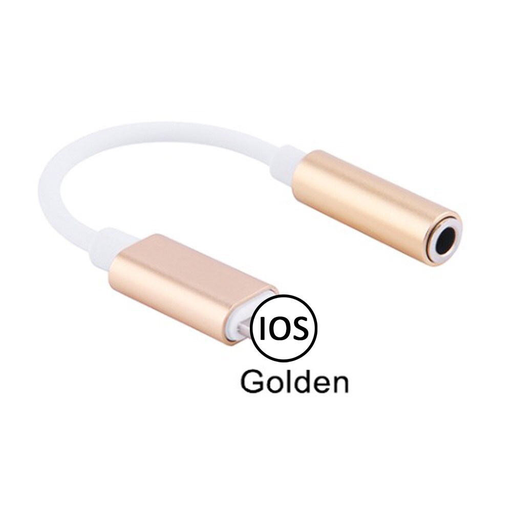 Cable adaptador de Audio de 8 pines a 3,5mm para Apple, convertidor de auriculares de iluminación a 3,5mm para IPhone 12, 11 Pro Max, XS, XR, X, 8 Plus, 7: golden white