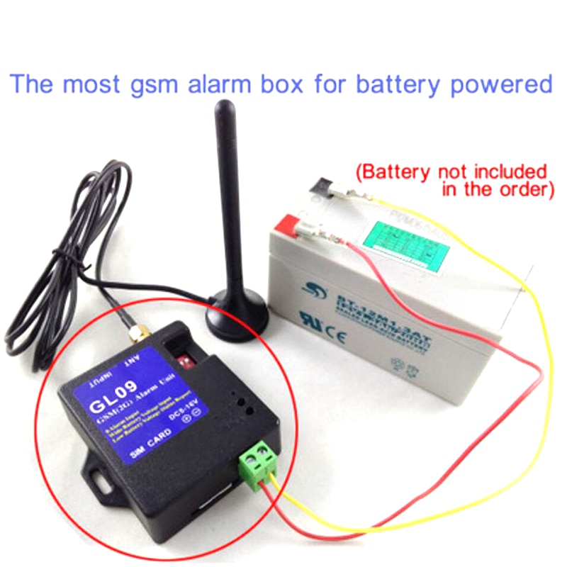Battery operated App control GL09 GSM Alarm system 2G SMS Alert Wireless alarm