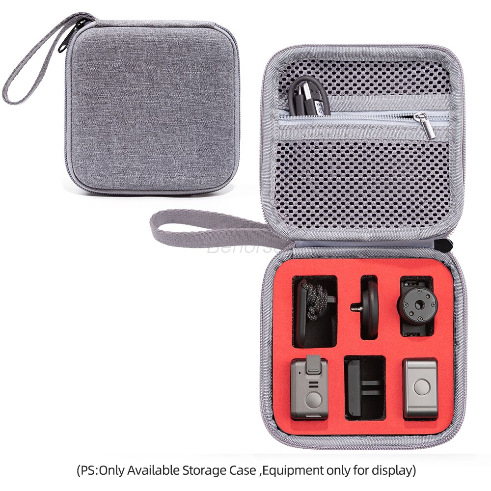 Carrying Case For DJI Action 2 Camera Durable Storage Bag Portable Handbag For DJI Osmo Action 2 Sports Camera Case Accessories: Gray2 inner red