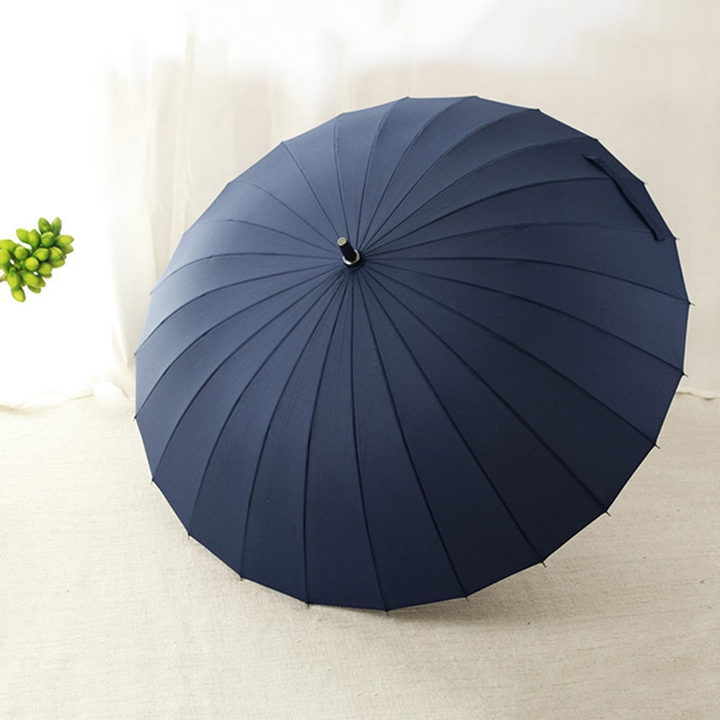 Rain Umbrella 24 Strong Windproof Glassfiber Frame Wooden Long Handle Umbrellas HKS99