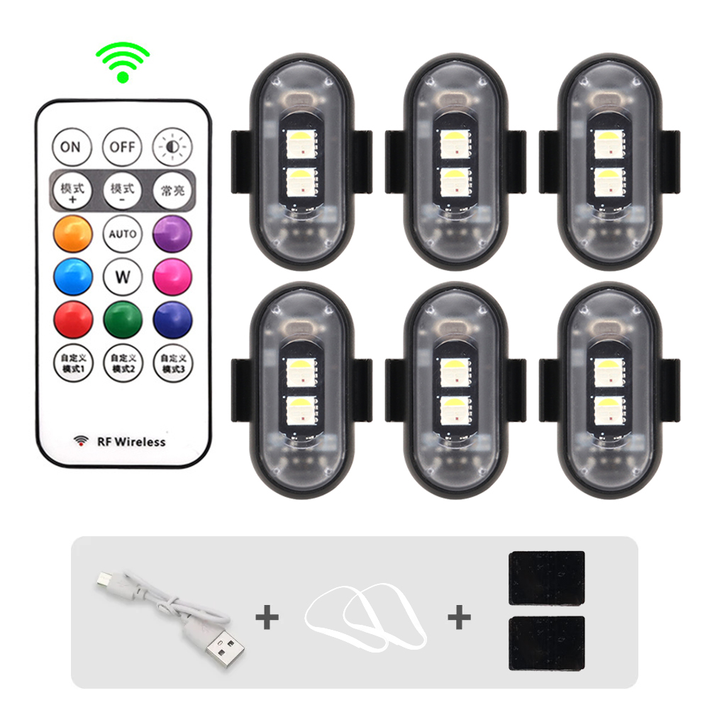 Draadloos licht Vliegtuigen Vliegtuig Helikopter Waarschuwingslichten RGB Led Vliegtuigen Stroboscooplichten Motorverlichting LED-flitspositie: RGB