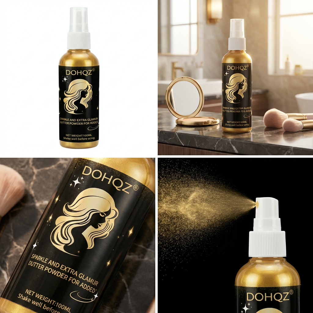 Gold Body Glitter Spray Waterproof Shimmer Sparkle Face Hair Clothes Diamond Highlighter Festival Party Rave Stage Makeup 100ML