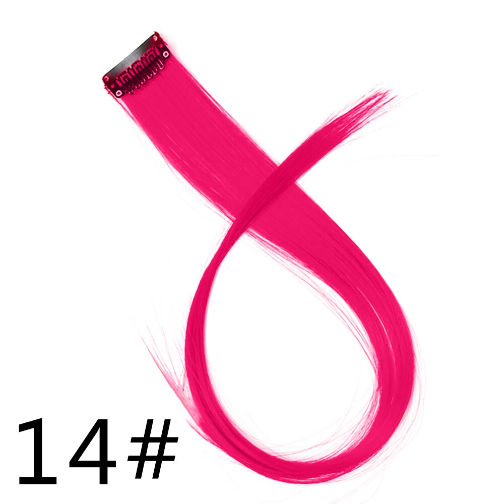 Long 20"Inches Synthetic Single Clip Hair Extensions Rainbow Colors Straight Hairpiece for Women 10PCS/pack: NC/4HL