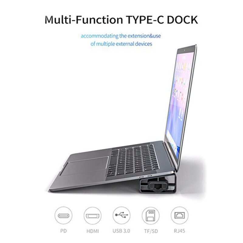 Multifunktions USB C Hub Dock Bahnhof 9 in 1 Typ C Zu USB 3,0 HDMI Adapter Rj45 Netzwerk Kartenleser SD Für PC