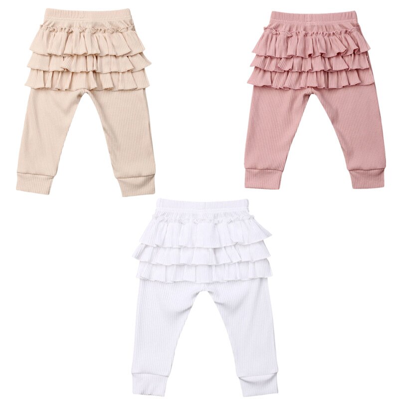 0-3 år flicka volang leggings byxor småbarn fritidsskola långbyxor kläder