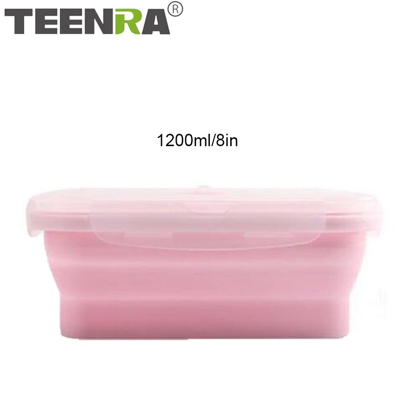 TEENRA Silicone Collapsible Lunch Box Set Silicone Food Container Storage folding Food Bento Lunch Box Microwave Dishwasher Safe: Pink 1200ml