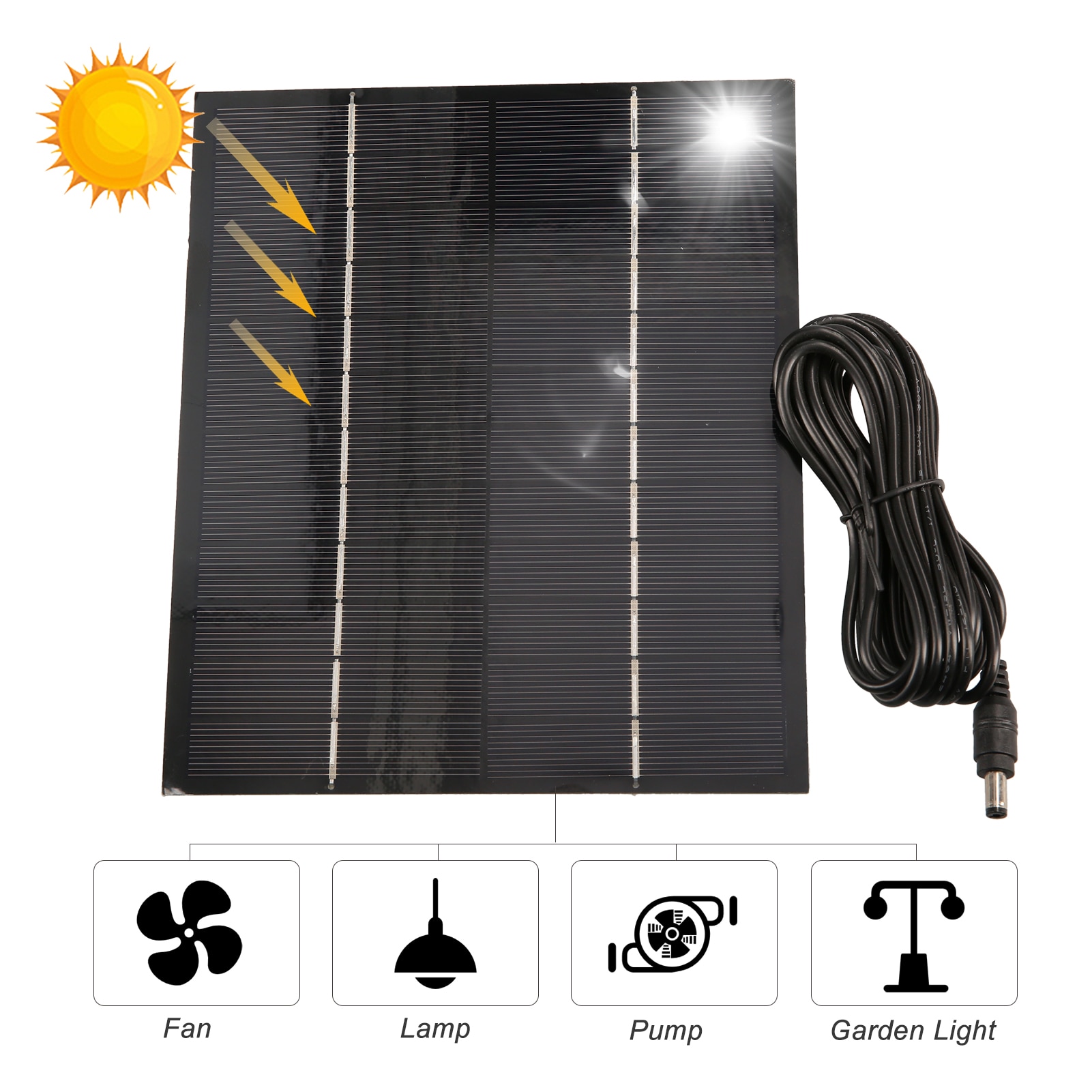 6W 12V 500mA Zonnepaneel Met 9.84ft Dc Output Monokristallijn Silicium Zonnecel Diy Waterdichte Camping Power Solar panel
