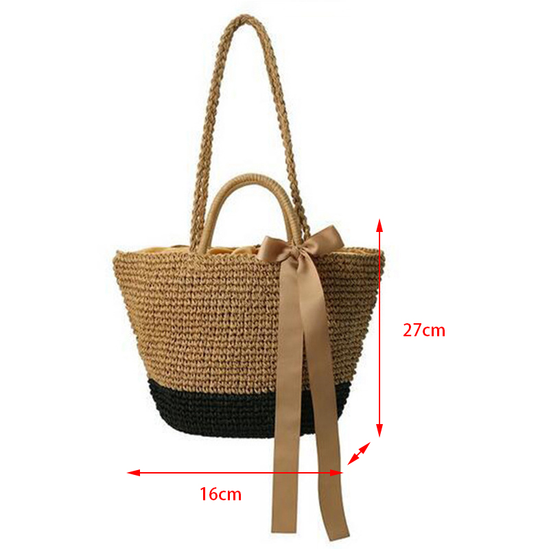 Yogodlns Round Soft Paper Rope Shoulder Bag Tassel Summer Beach Handmade Crossbody Bags Women Hollow Straw Bag Circle Rattan Bag: khaki black style2