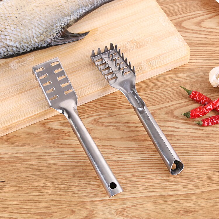 Cepillo de acero inoxidable para limpieza rápida de escamas de piel de pescado, limpiador, desincrustador, escalador, herramientas de pesca, 1 ud.