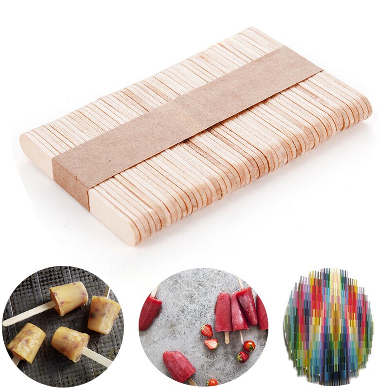 50 Uds. De palos de madera para helado de abedul, palos de madera para paletas, moldes hielo lolly, congelador, máquina para hacer helados, educativo, hecho a mano