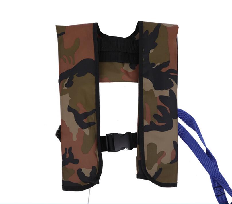 Przenośna dorosła automatyczna kamizelka ratunkowa unisex wysoka pływalność lekka kamizelka wędkarska kamizelka wędkarska: Camouflage green / automatic