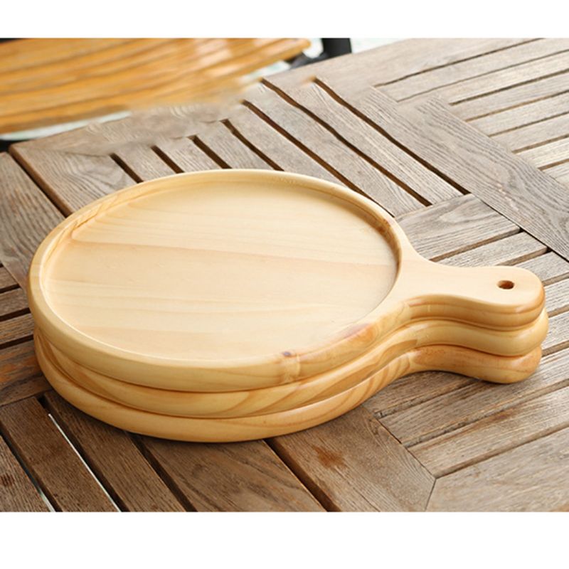 6/8/9/10/12 Inch Wooden Pizza Board with Handle Baking Tray Cutting Board Platter Plate Bakeware Tools