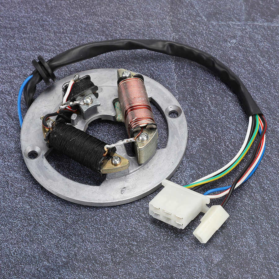 Magneto Stator Coil Double Coil Ignition Magneto Stator Plate Accessory Fit for Yamaha PW80 Motorcycle Bike Magneto Stator Plate