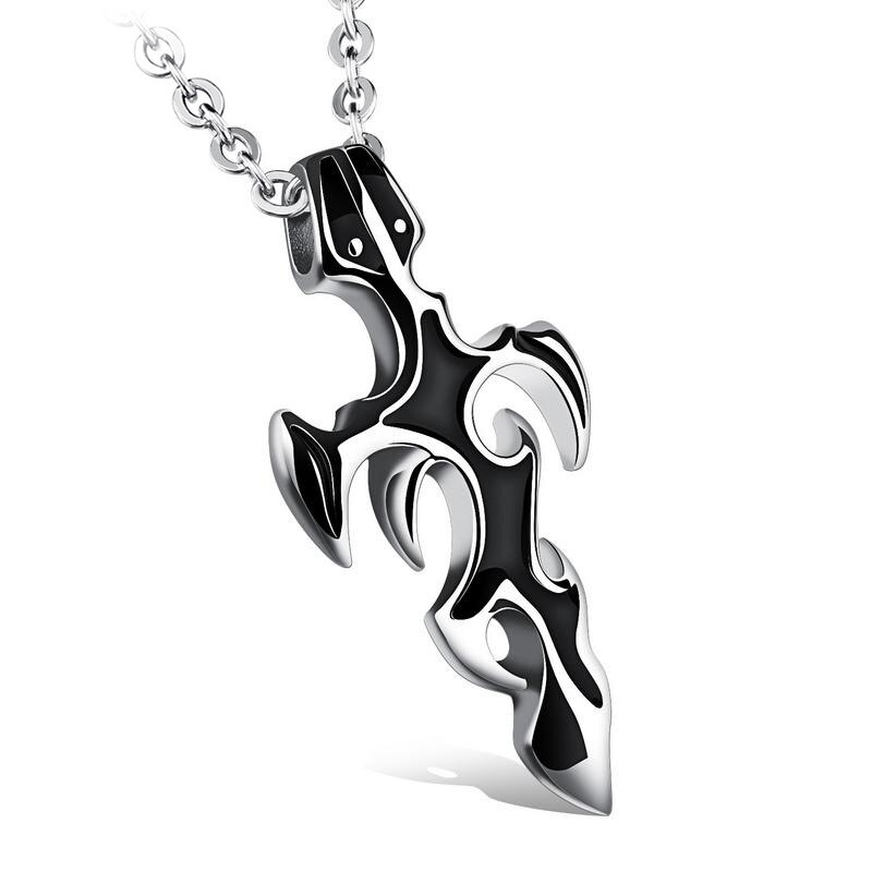 Personality Flame Cross Necklace For Men Punk hip hop stainless steel 316L Chain Pendant Boy Cool Jewelry: Default Title