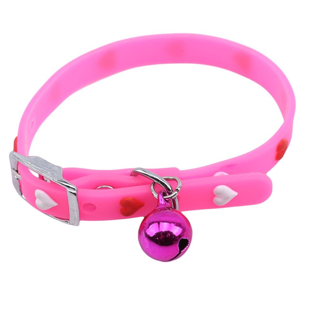 Pet Love Adjustable Colorful Collar Bell Pet Cat Dog Love Hearts Patterns Silicone Colorful Collar Kragen