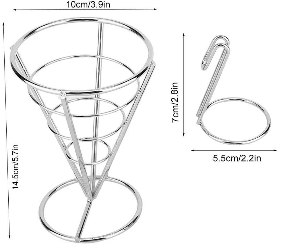 Poszycie frytki stojak bufet stożek przekąnarty stojak metalowe frytki kosze druciane, smażony kurczak stojak wystawowy z podwójnym kubkiem