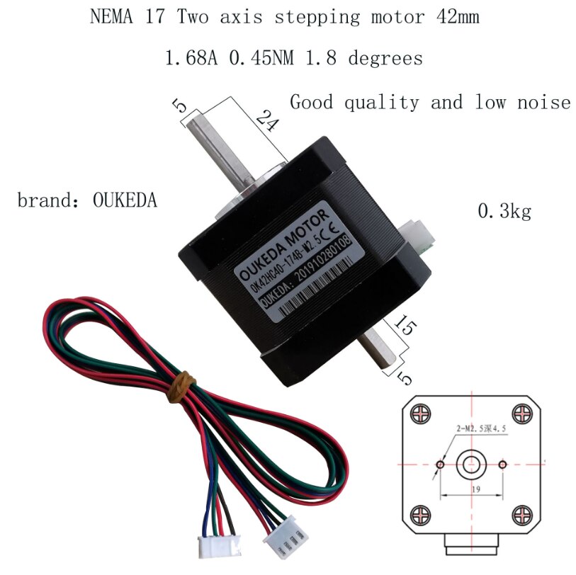 Nema 17 dual shaft Stepper Motor for encoder 42 Motor Nema17 40mm 1.68A 450mN.m Step Motor