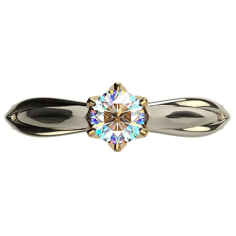 Un carato 6 punte incastonatura anello di diamanti taglio perfetto zirconi cubici promessa anelli con diamante Moissanite