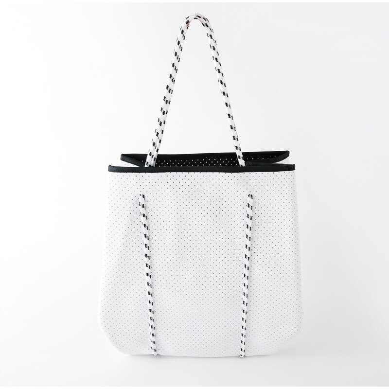 Femmes Pratique Néoprène Sac De Plage En Plein Air En Néoprène Sac À Main Grande Capacité Décontracté Sac À Bandoulière De Maman Sac Sacs Composites: white