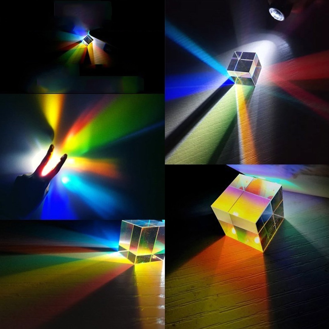 Prisme en Cube enseignement du verre optique, prisme de 15*15*15MM le spectre lumineux à Triple physique