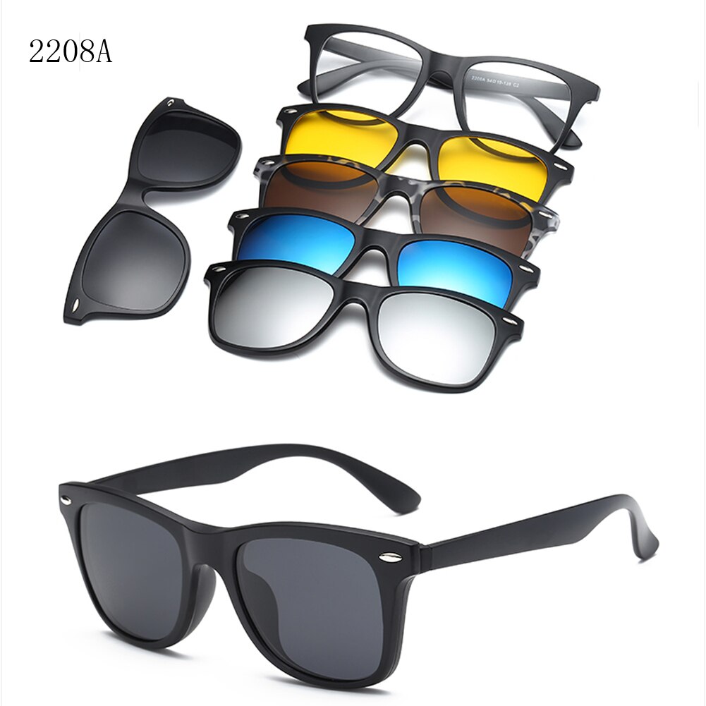 RUISIMO 5 lenes Magnet Sonnenbrille Clip Gespiegelt Clip auf Sonnenbrille clip auf gläser Männer Polarisierte Nach Rezept Myopie: CT2208A