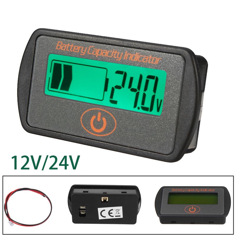 12V/24V Durable LCD Digital Display Lead-Acid Battery Percentage Voltmeter Voltage Meter Batterie Capacity Test Tool