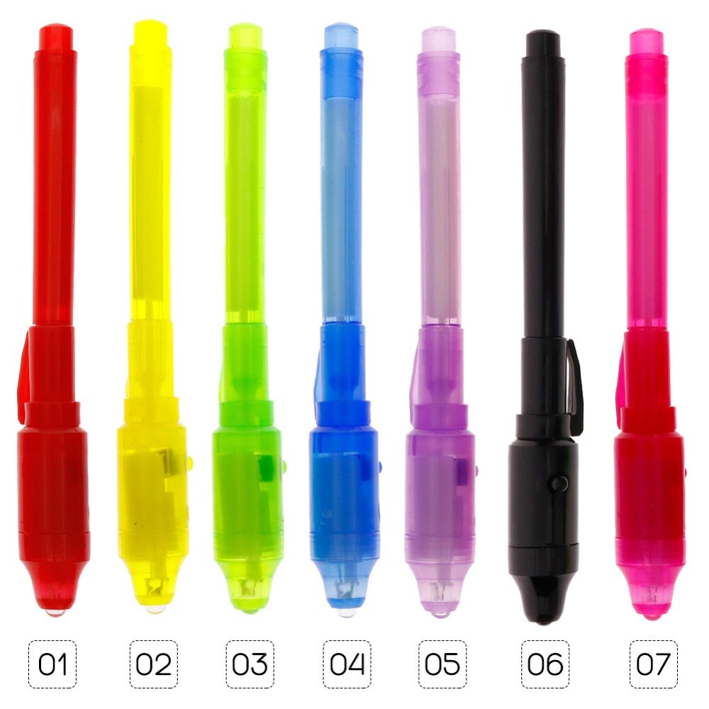 1PC Multifunktions Unsichtbare UV LED Stift Tinte Geheimnis Marker Stift Mit Ultra violett LED Schwarz licht Lernen Bildung Spielzeug für freundlicher