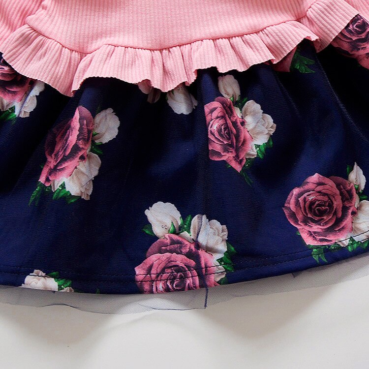 1-4y Bambino Del Bambino Della Ragazza del Vestito di Autunno Del Bambino Vestito Floreale Manica Lunga Per Bambini Vestiti Delle Ragazze di Modo Vestiti