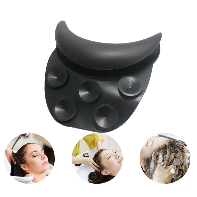 Hals Kissen Schwarz Silikon Friseur Waschbecken Waschen Nacken Rest Kissen Friseur Zubehör Shampoo Nacken Kissen Klammer