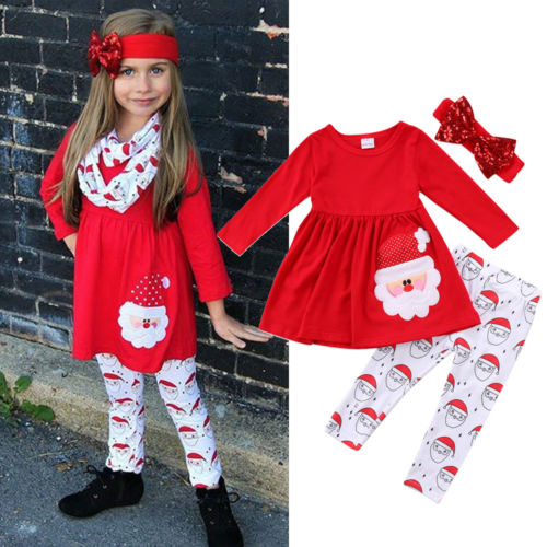 Amerikaanse kerst kinderen kerst baby meisjes outfits kleding t-shirt tops jurk + broek set