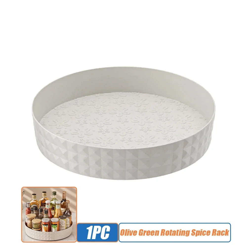 1 Stuk Keuken Opslag Kruidenrek 360 Graden Roterende Kast Organizer Lade Antislip Spice Ronde Rek Plaat Cosmetische Organizer: Light Grey