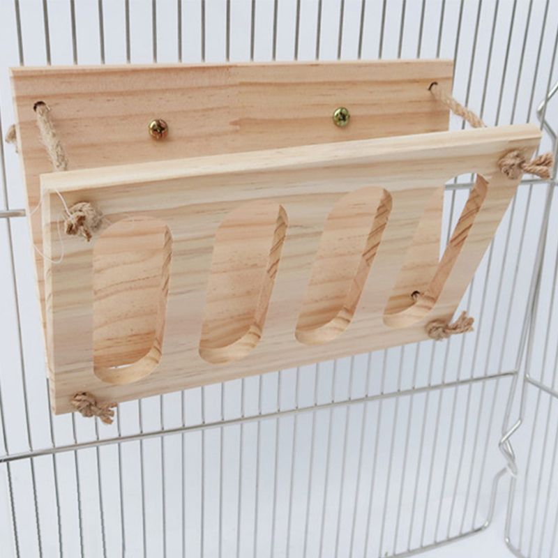 Solid Wood Rabbit Feeding Hay Rack Multifunction Foldable Top Shelf 4 Grids