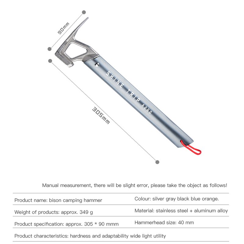 Outdoor Klimmen Hamer Aluminiumlegering Camping Tent Sky Gordijn Grond Nagel Hamer Multifunctionele Lichtgewicht En Draagbare
