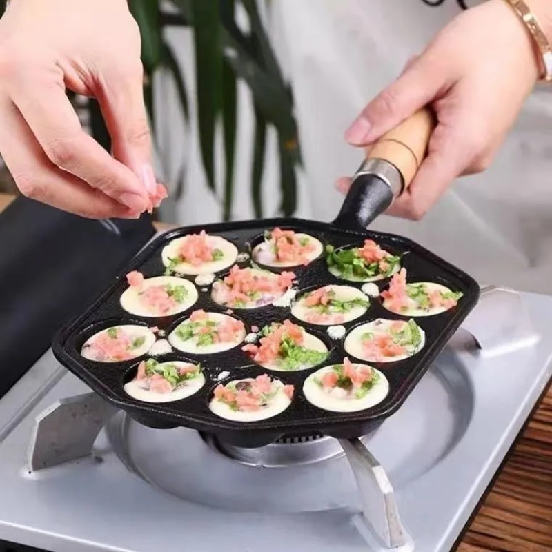 Cottura Takoyaki padella 14 fori regalo pancake spazzola in silicone con forchette cucina di casa fornello a gas professionale in ghisa a induzione