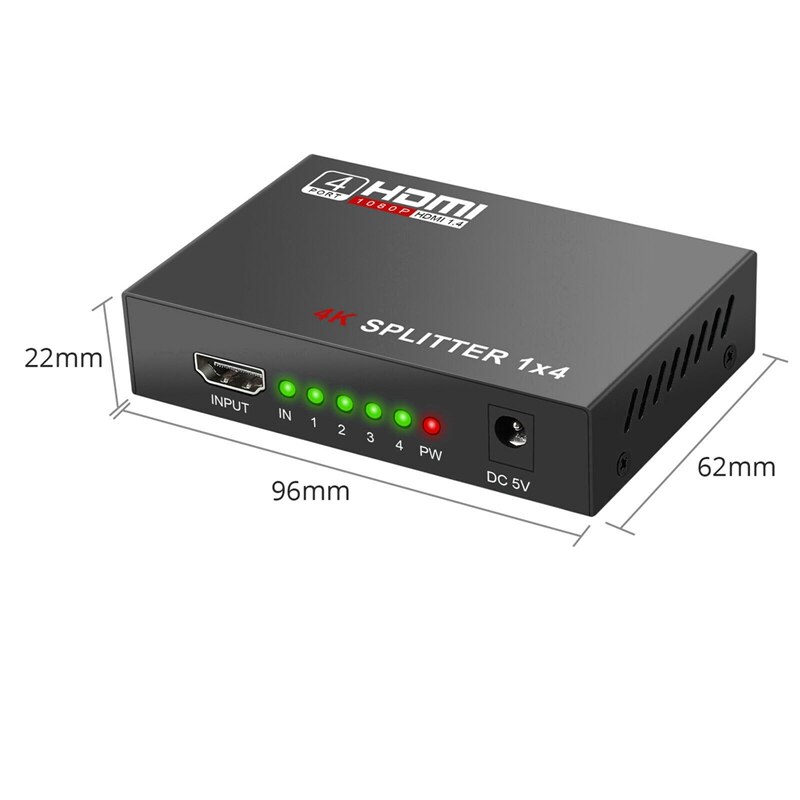 MOOL Full HD HDMI Splitter Amplifier Repeater 1080P 4K 4 Port Hub 3D 1 in 4 Out 1X4 US Plug