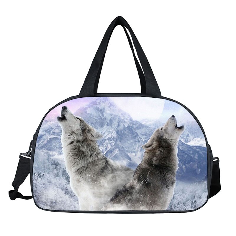 Wolf Howling Moon Travel Duffle Bag Women Handbags Ladies Larger Capacity Storage Bags Multifunctional Travel Totes Shoes Holder: DSTWOLFCW04