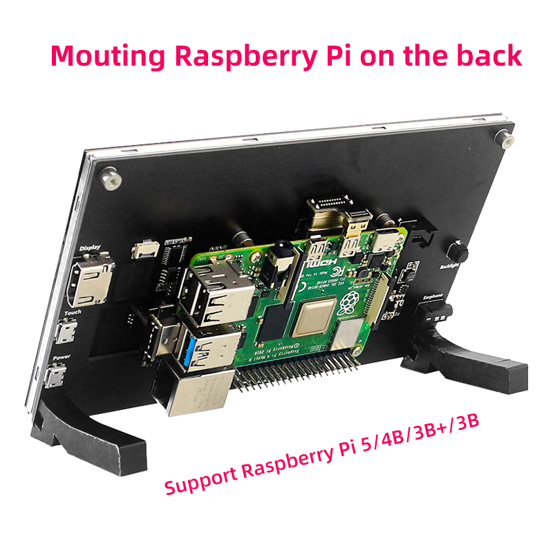 7 Inch Draagbaar Scherm Ips Lcd Capacitief Touchscreen 1024X600 Monitor Optionele Luidsprekers Voor Raspberry Pi Laptop Pc