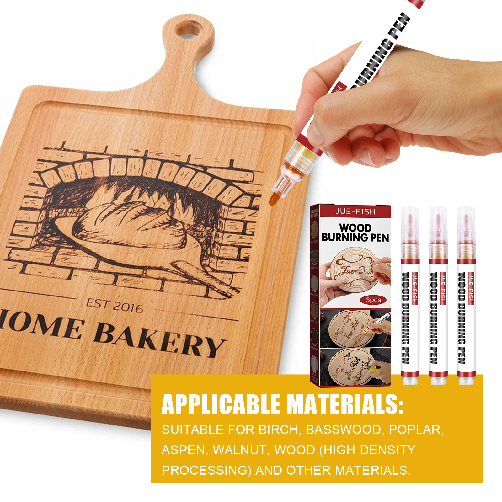Chemische houtbrandstiften, praktische houtbrandmarkers, pennen voor pyrografie, karamelmarkers, benodigdheden voor pyrografie.