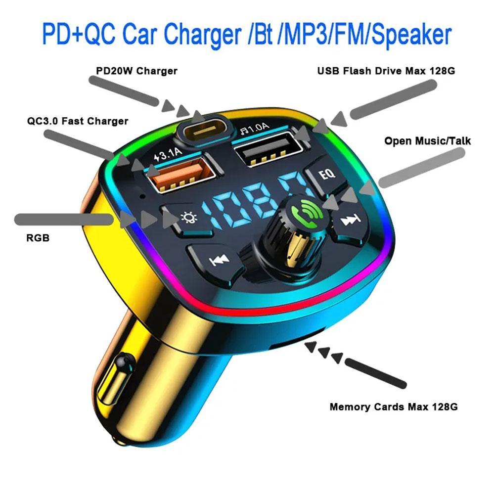 Bluetooth 5.0 Auto Fm Zender Usb Oplader Aux Handsfree Wireless Mp3 Speler Radio Voor Auto 'S Bluetooth Carkit Usb Autolader