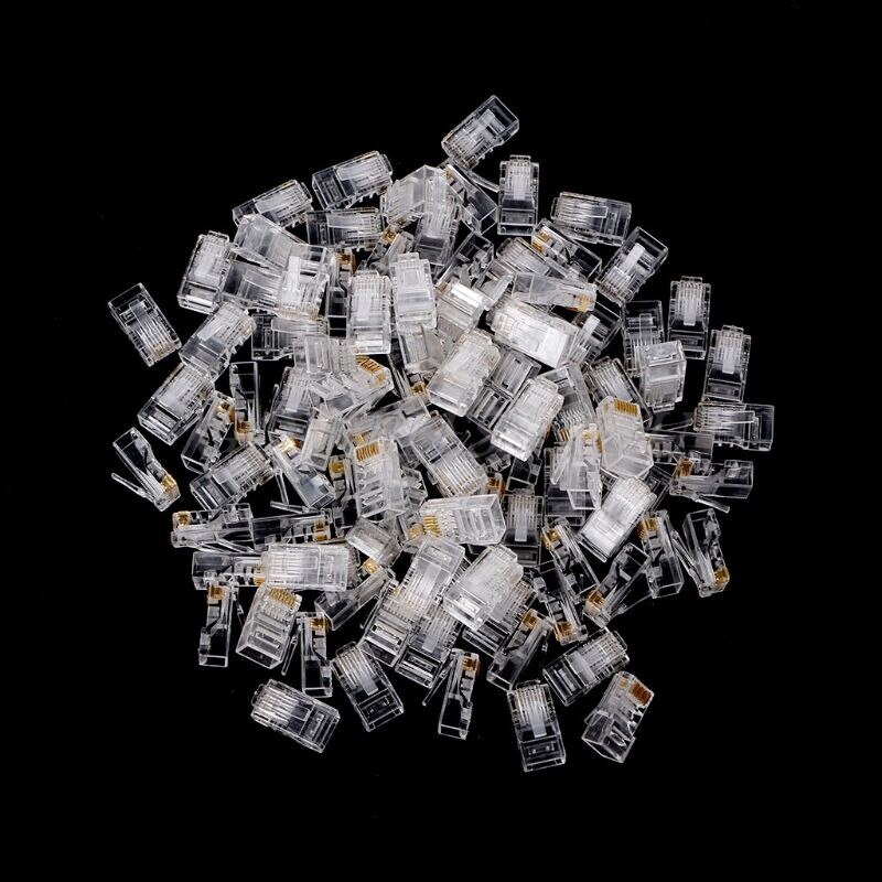 50 Pcs Vergulde RJ45 Netto Netwerk Kabels Modulaire Plug Cat5 CAT5e Connector 8P8C Utp Afgeschermde Modulaire Rj45 Plug Terminals