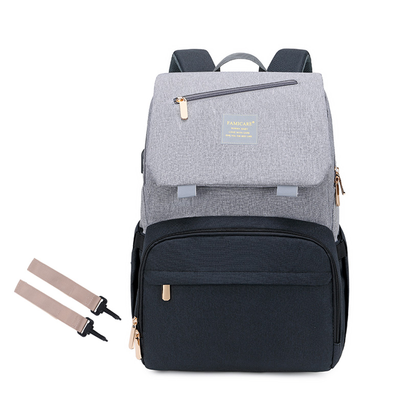 Sac à dos à couches pour bébé, sac de poussette pour maman papa, sac à main Oxford étanche, Kits de couches d'allaitement, sacs de maternité, support chauffant USB,: jaune clair