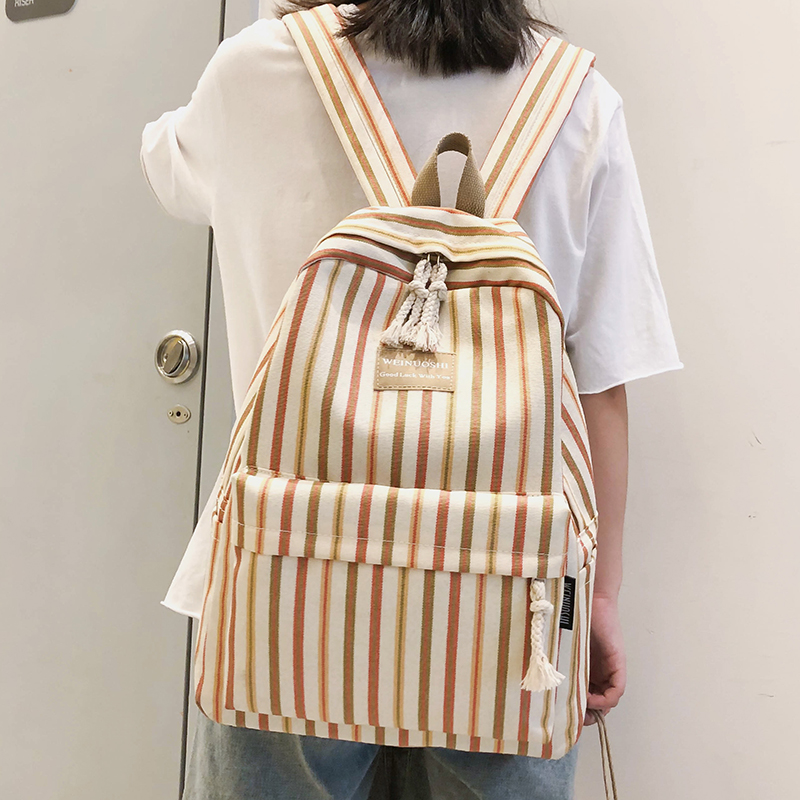 Femme toile Plaid sac à dos étudiant femmes sac d'école fille rayé mignon sacs à dos kawaii streak dames harajuku sac livre adolescent