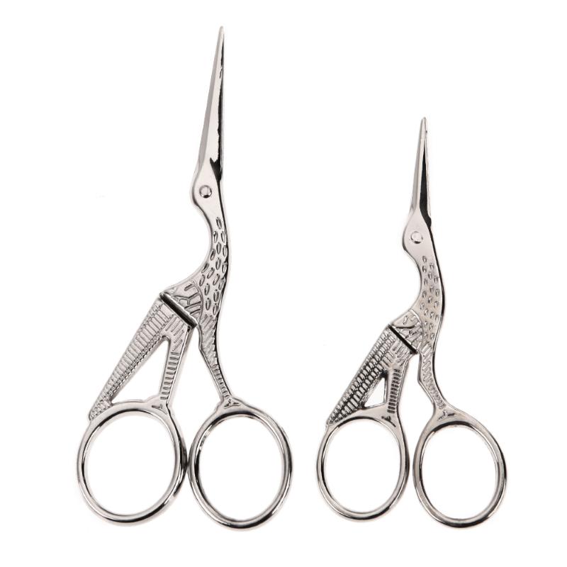 Tijeras antiguas artesanales DIY 2 uds Metal de aleación Retro clásico grulla vintage en forma de tijeras artesanía costura a medida bordado: Plata