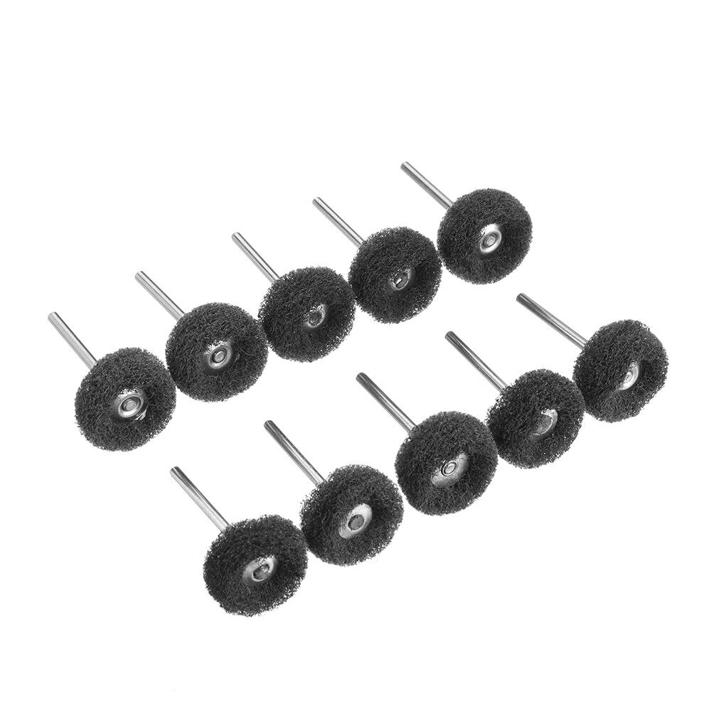 Mini cepillo abrasivo para taladro, rueda de pulido de nailon con vástago de 3mm para herramienta rotativa Dremel, juego de accesorios, 10 unids/paquete: black