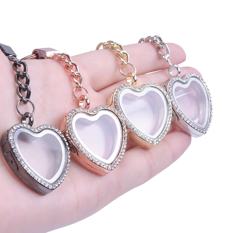 Llavero con medallón de corazones, Llaveros de cristal Para Mujer, colgante de corazón, medallones flotantes, llavero magnético, de Metal Para amigos