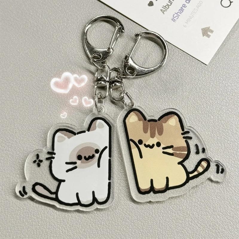 Cartoon katten sleutelhanger voor stellen, een schattige hanger voor op de rugzak of schooltas.