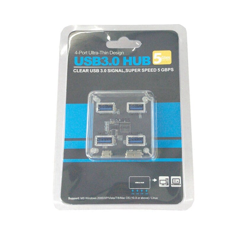 High-Speed USB3.0 HUB 4-Port Hub USB Transparent 3.0Hub Splitter One for Four Extenders