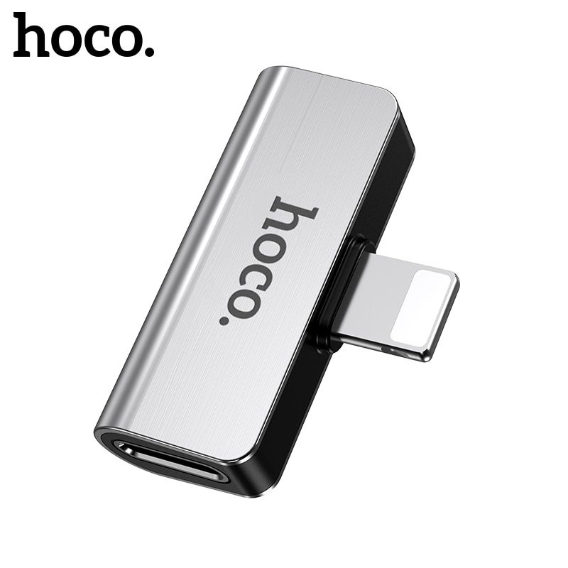 Hoco 2 In 1 Dual Adapter Splitter Audio Hoofdtelefoon Opladen Voor Iphone 12 11Pro Max Xs Max Audio Opladen Converter voor Bliksem
