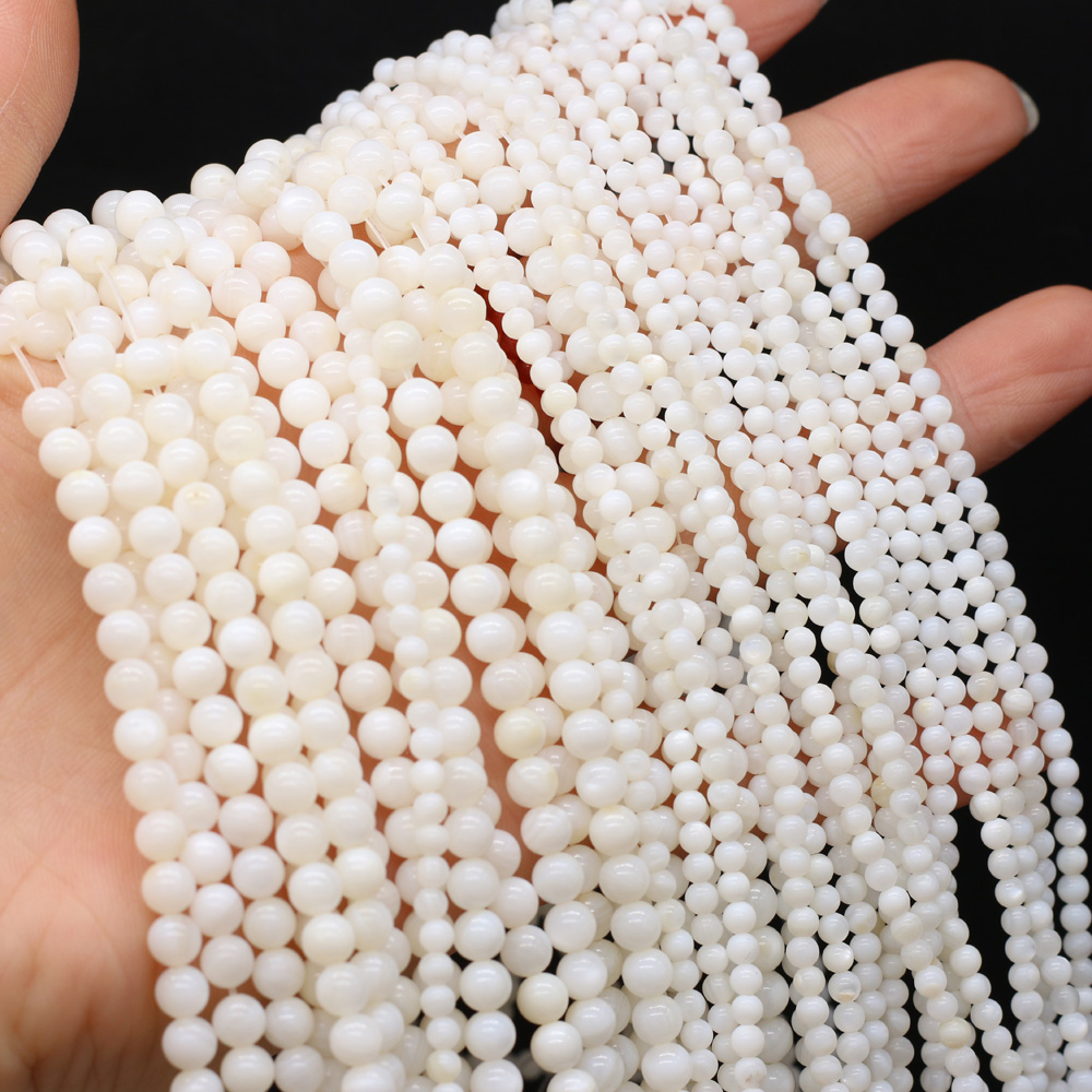 Stil naturliga sötvattensnäckor runda lösa pärlor för gör-det-själv smyckestillverkning armband örhänge halsband tillbehör